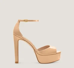 Stuart Weitzman High Heel Sandals|The Bridal Collection-CHANGE LOCATION Patent leather/Adobe Beige