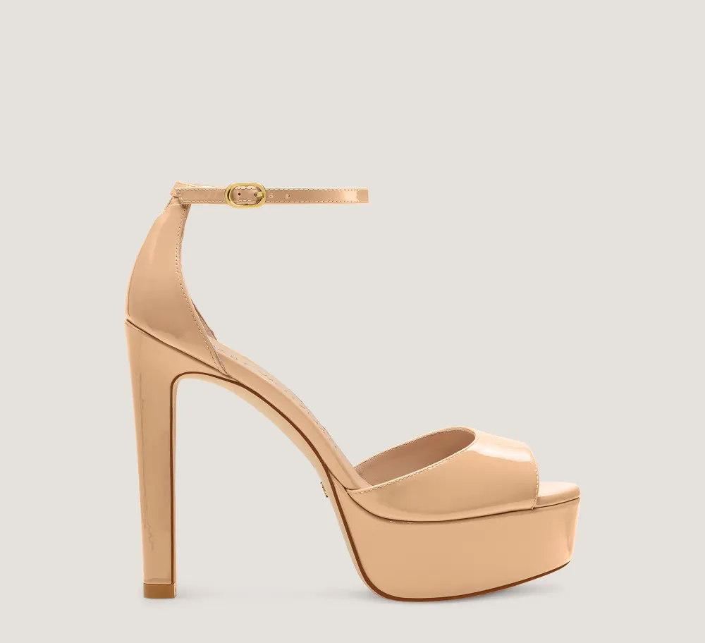 Stuart Weitzman High Heel Sandals|The Bridal Collection-CHANGE LOCATION Patent leather/Adobe Beige