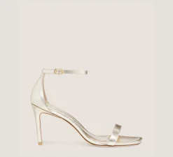 Stuart Weitzman The Nudist Collection|High Heel Sandals-CHANGE LOCATION Liquid Metallic Leather/Light Gold