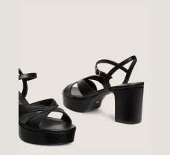 Stuart Weitzman Mid Heel Sandals|Trending: Block Heels-CHANGE LOCATION Lacquered Nappa Leather/Black