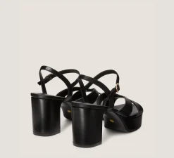Stuart Weitzman Mid Heel Sandals|Trending: Block Heels-CHANGE LOCATION Lacquered Nappa Leather/Black