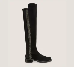 Stuart Weitzman The SW Exclusives Collection|Boots & Booties-CHANGE LOCATION Suede & crystal/Black & Black Diamond