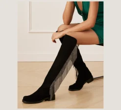 Stuart Weitzman The SW Exclusives Collection|Boots & Booties-CHANGE LOCATION Suede & crystal/Black & Black Diamond