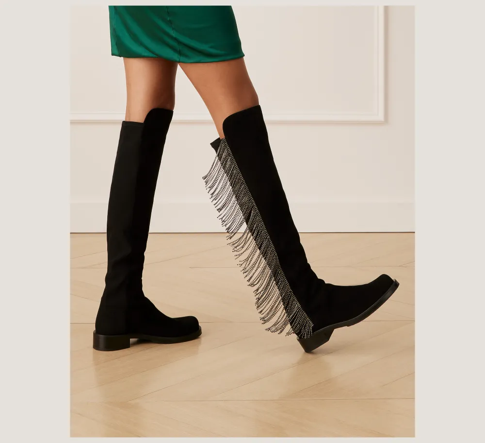 Stuart Weitzman The SW Exclusives Collection|Boots & Booties-CHANGE LOCATION Suede & crystal/Black & Black Diamond