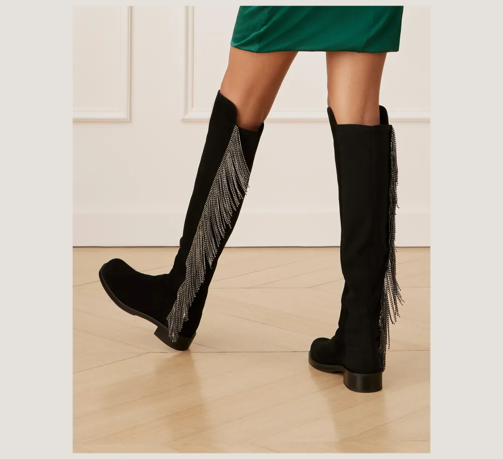 Stuart Weitzman The SW Exclusives Collection|Boots & Booties-CHANGE LOCATION Suede & crystal/Black & Black Diamond