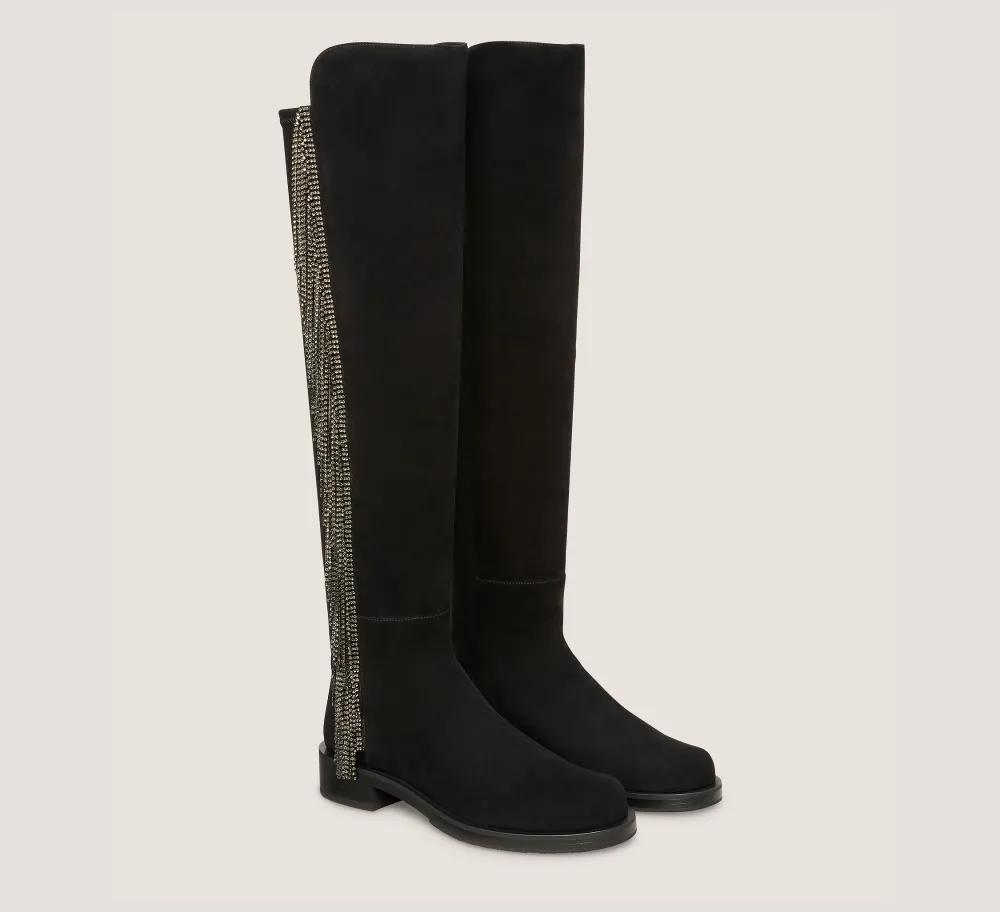 Stuart Weitzman The SW Exclusives Collection|Boots & Booties-CHANGE LOCATION Suede & crystal/Black & Black Diamond