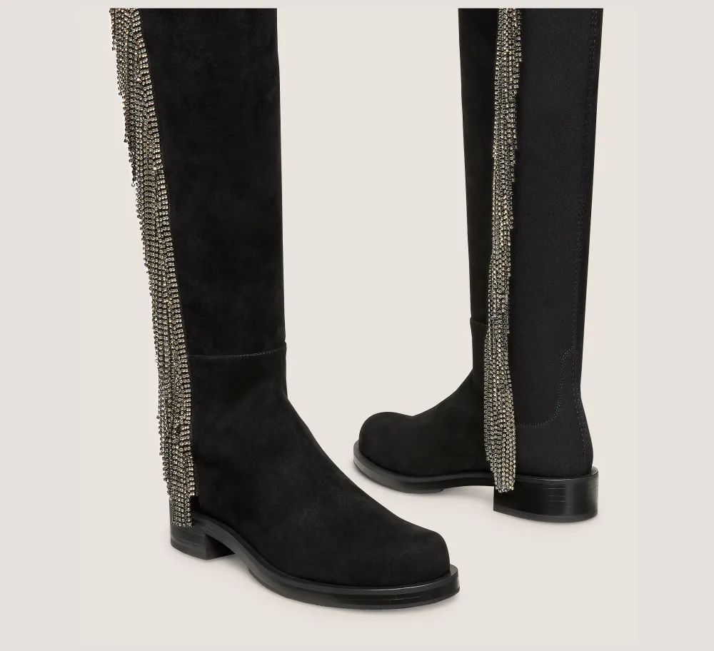 Stuart Weitzman The SW Exclusives Collection|Boots & Booties-CHANGE LOCATION Suede & crystal/Black & Black Diamond