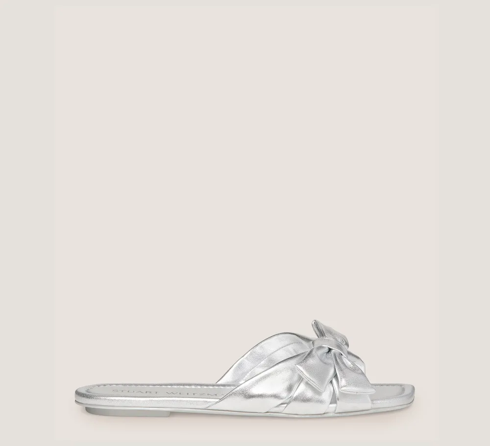 Stuart Weitzman Flat & Low Heel Sandals|Sandals-CHANGE LOCATION Liquid Metallic Leather/Silver
