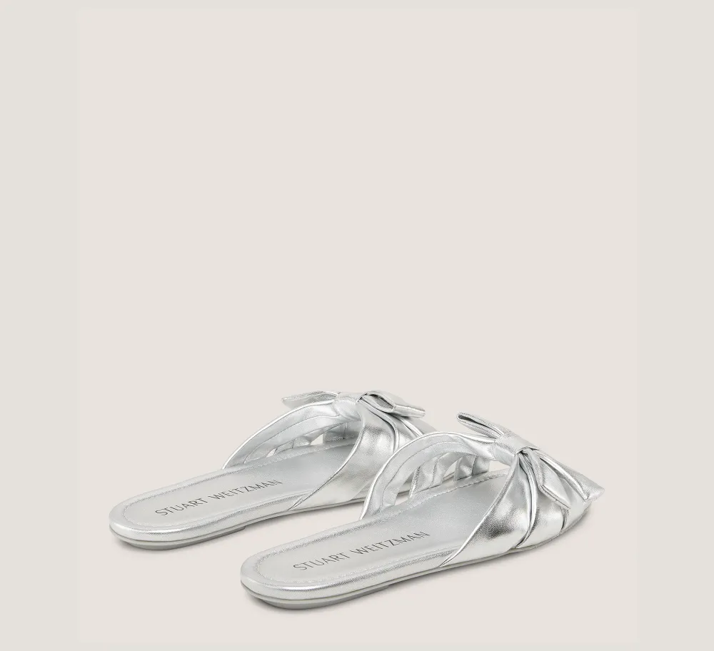 Stuart Weitzman Flat & Low Heel Sandals|Sandals-CHANGE LOCATION Liquid Metallic Leather/Silver