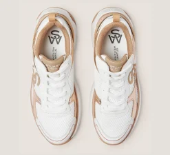 Stuart Weitzman Sneakers-CHANGE LOCATION Calf leather & mesh/White & Tobacco