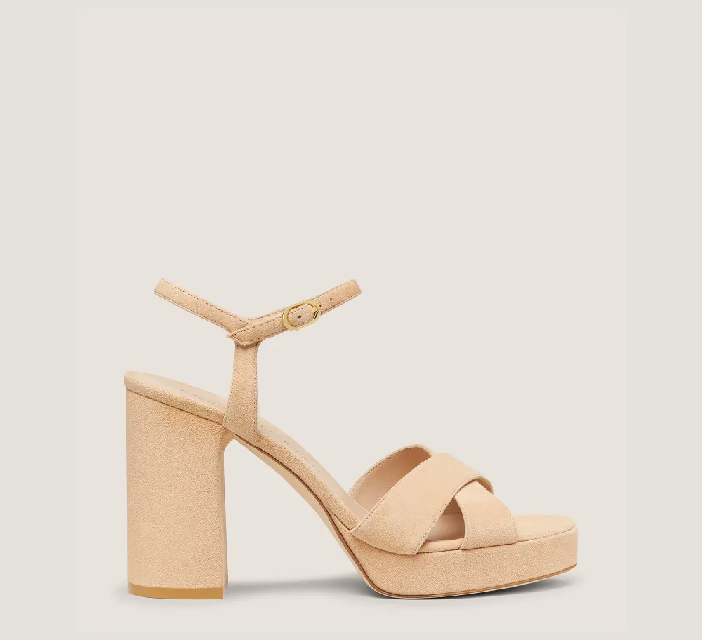 Stuart Weitzman High Heel Sandals|The Bridal Collection-CHANGE LOCATION Suede/Adobe Beige