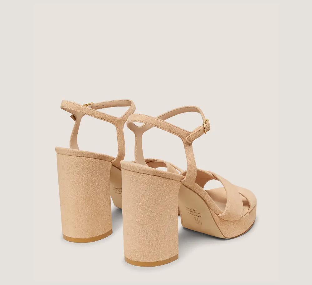Stuart Weitzman High Heel Sandals|The Bridal Collection-CHANGE LOCATION Suede/Adobe Beige