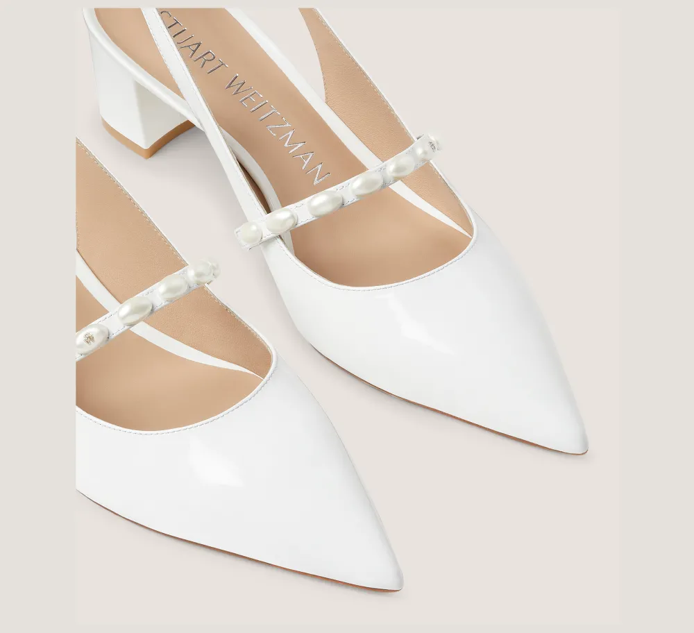 Stuart Weitzman Trending: Block Heels|The Bridal Collection-CHANGE LOCATION Patent leather/White