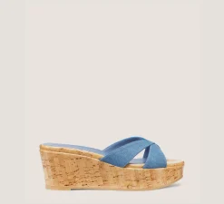 Stuart Weitzman Mid Heel Sandals|Wedges & Espadrilles-CHANGE LOCATION Vintage denim & cork/Washed Blue Denim
