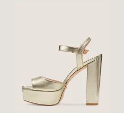 Stuart Weitzman High Heel Sandals|The Bridal Collection-CHANGE LOCATION Liquid Metallic Leather/Platino Gold