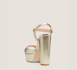 Stuart Weitzman High Heel Sandals|The Bridal Collection-CHANGE LOCATION Liquid Metallic Leather/Platino Gold