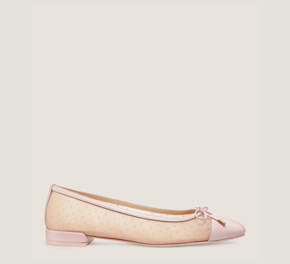 Stuart Weitzman Flats & Loafers|The Work Essentials Edit-CHANGE LOCATION Mesh & lacquered nappa leather/Rosewater & Ballet