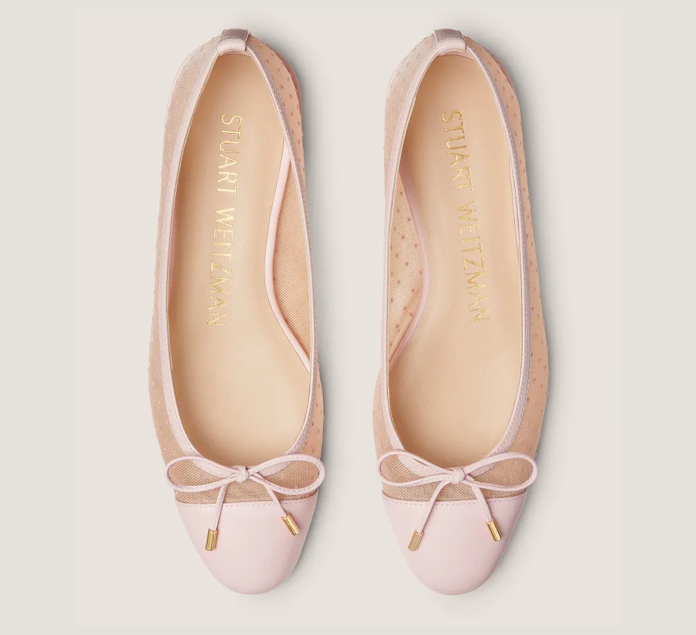 Stuart Weitzman Flats & Loafers|The Work Essentials Edit-CHANGE LOCATION Mesh & lacquered nappa leather/Rosewater & Ballet