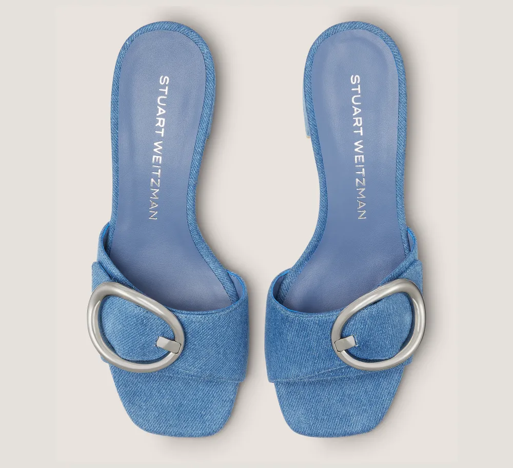 Stuart Weitzman Flat & Low Heel Sandals|Trending: Block Heels-CHANGE LOCATION Vintage denim/Washed Blue Denim
